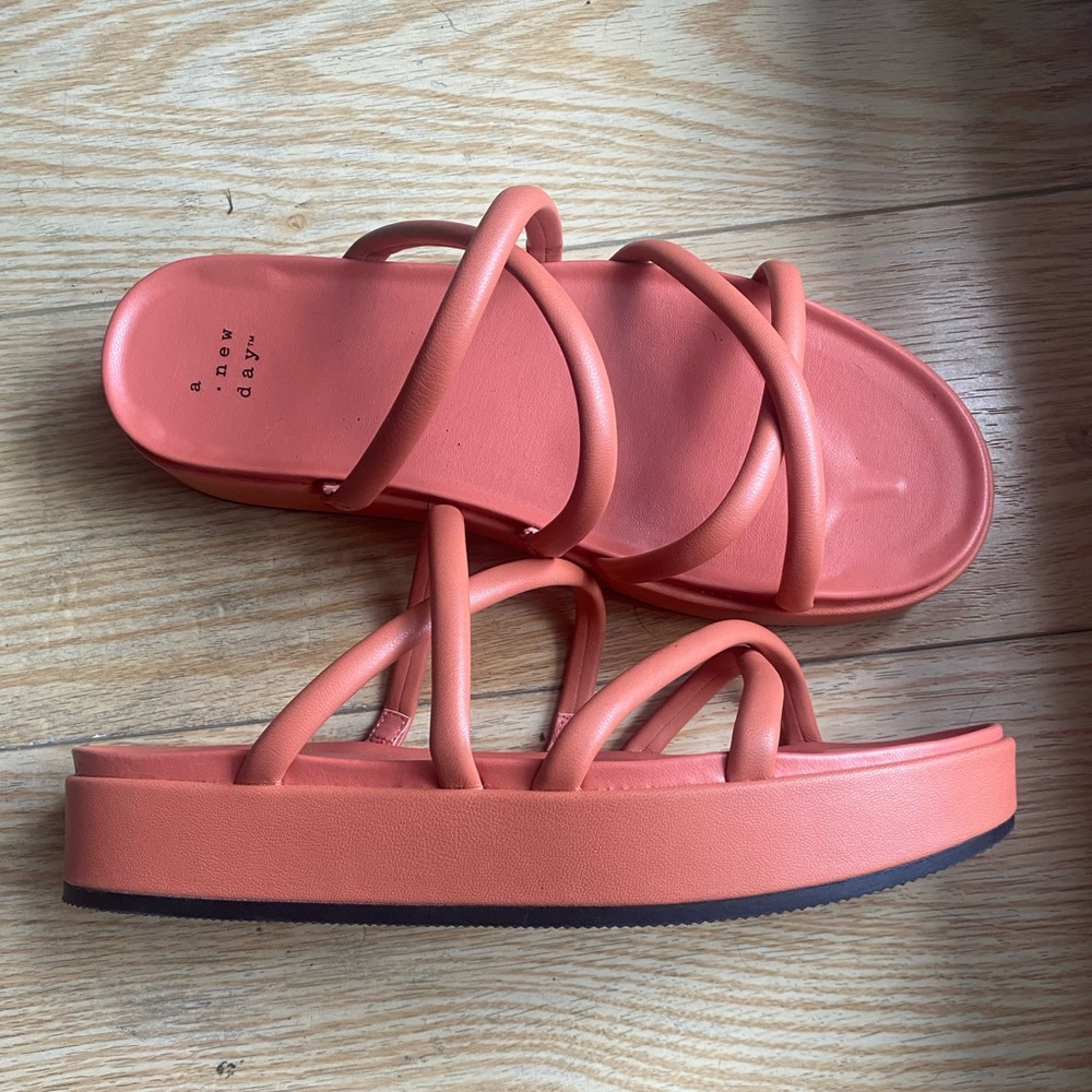 A new day coral sandals
